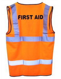 Hi-Vis Orange Waistcoat with "First Aid" 